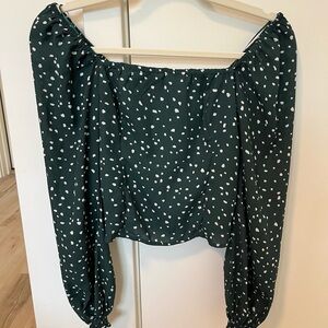 Abercrombie & Fitch Dark Green Polka Dot Blouse